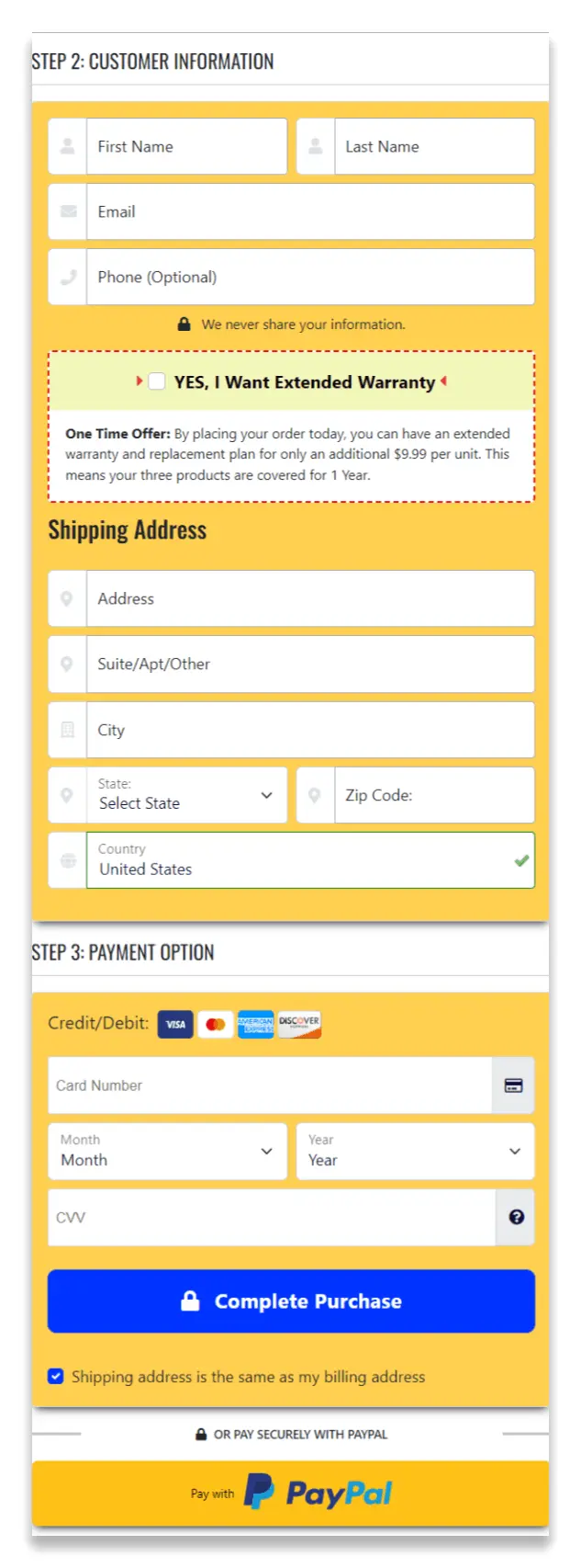 ErectoninMD checkout page